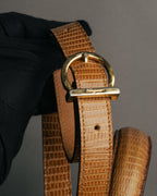 -SPECIAL- “Salvatore Ferragamo” 90’s lizard leather gancini 2way flap bag