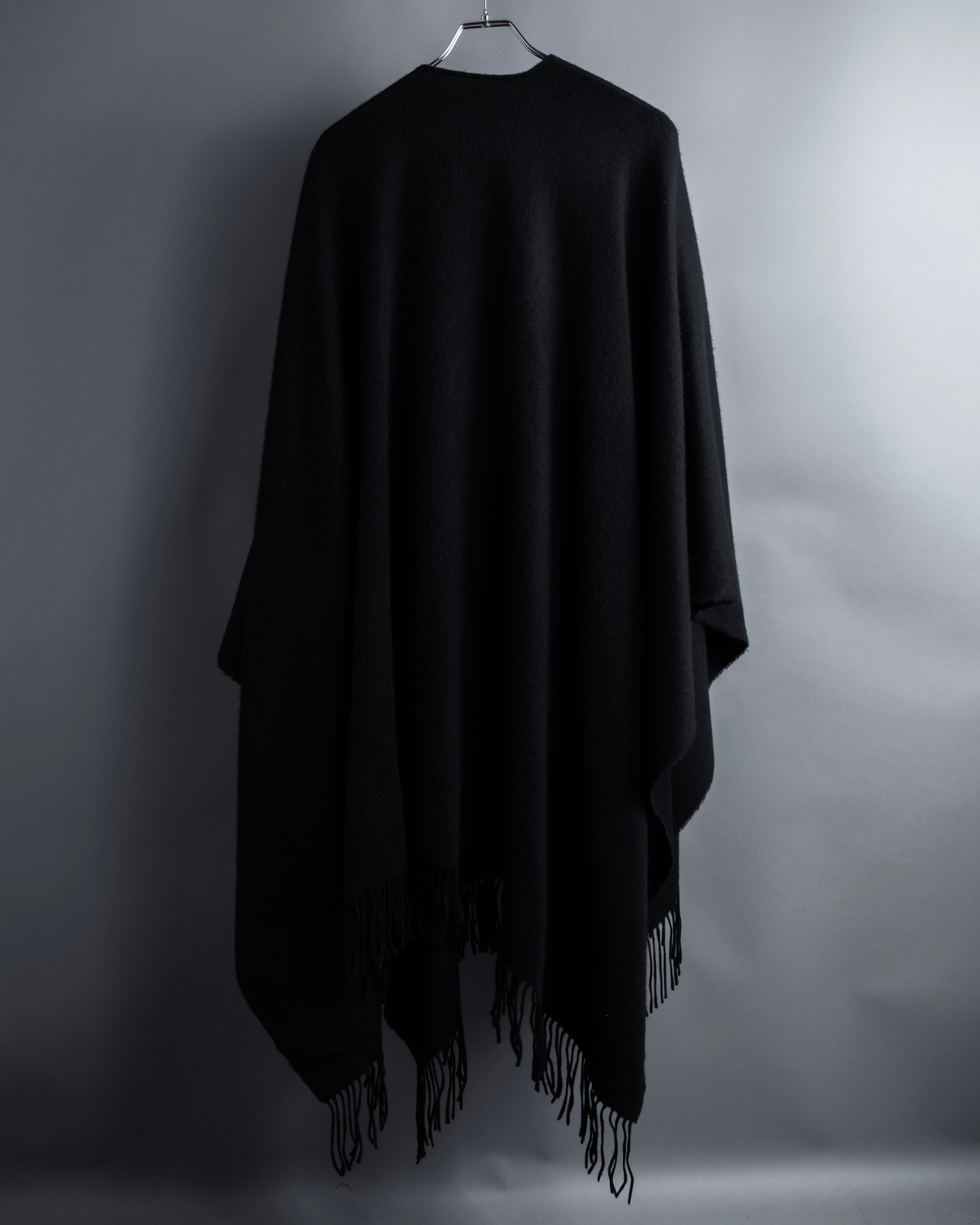 "BALENCIAGA" Fringe design open front cape