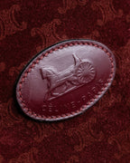 "CELINE" Triomphe motif Bordeaux color suede boston bag