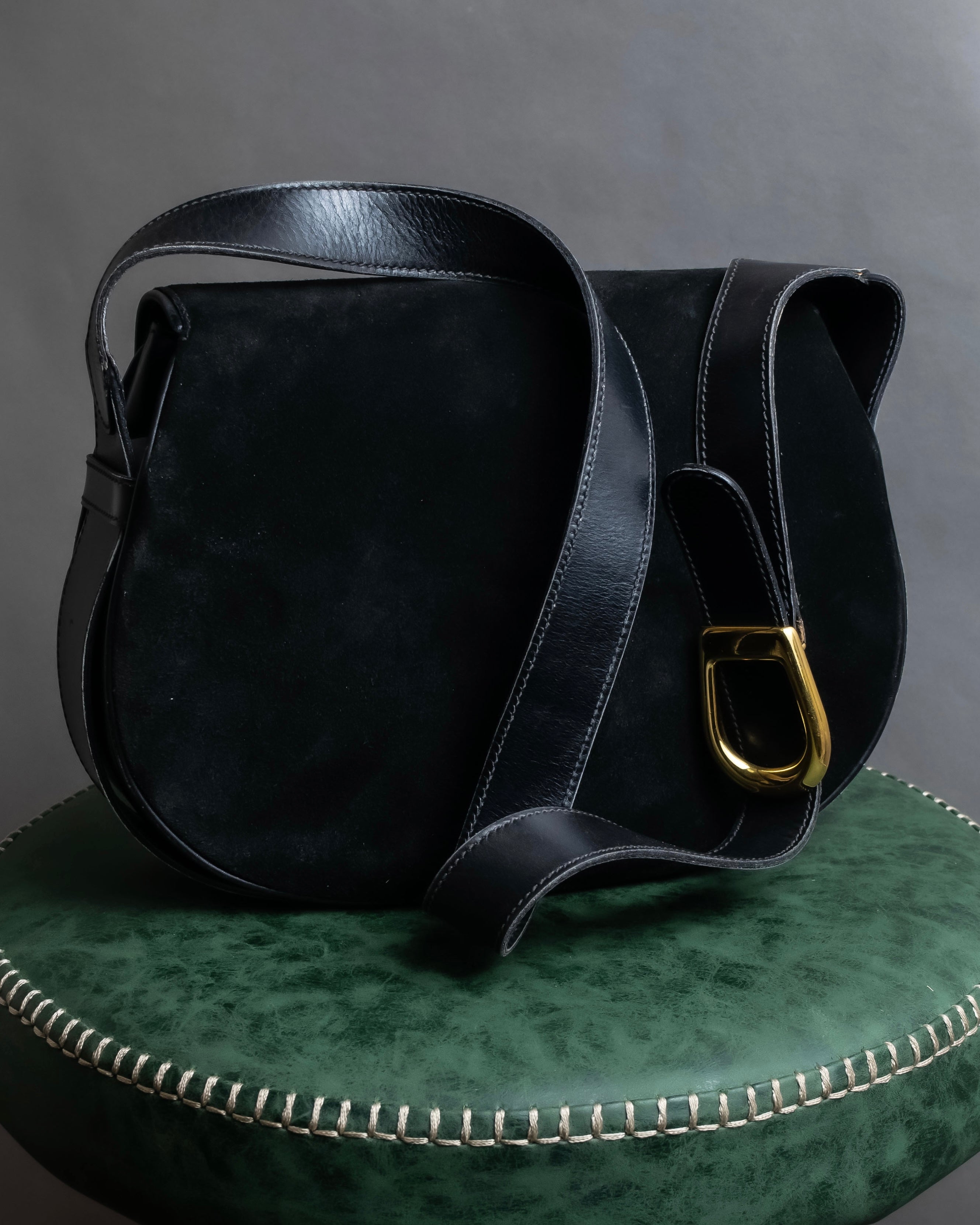 "GUCCI" Interlocking G design suede bag