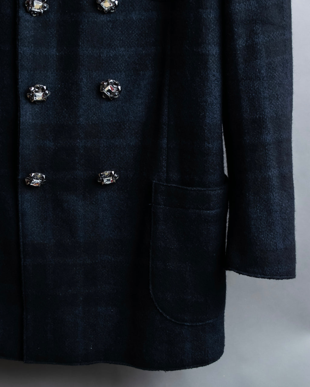 "DOLCE & GABBANA" Double-breasted bejeweled button check pattern jacket