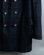 "DOLCE & GABBANA" Double-breasted bejeweled button check pattern jacket