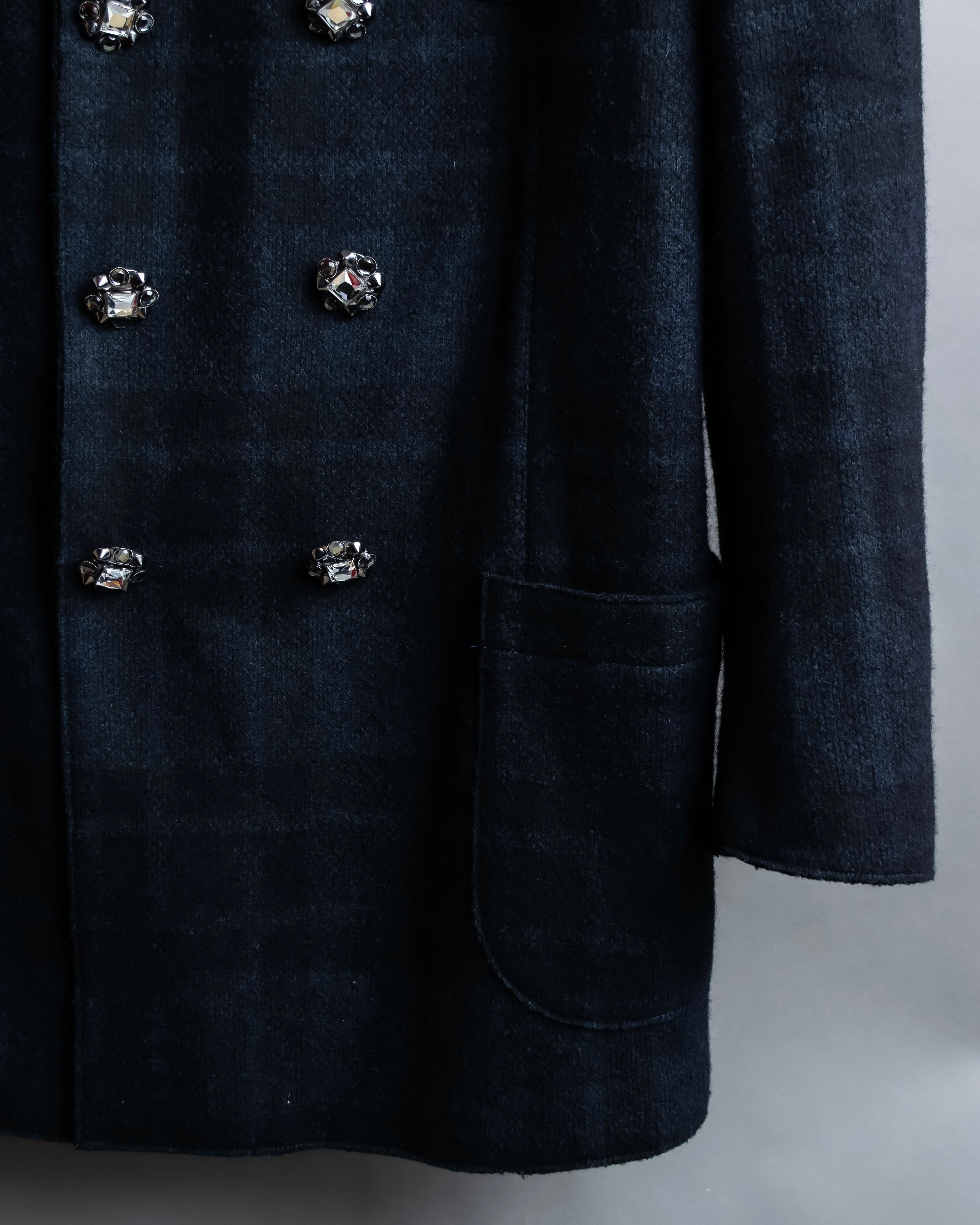 "DOLCE & GABBANA" Double-breasted bejeweled button check pattern jacket