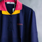 "Balenciaga Sports" Pink & yellow collar long sleeve polo shirt