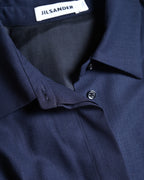 JIL SANDER/ 2015 Shape Designed Wool Shirt Coat Navy