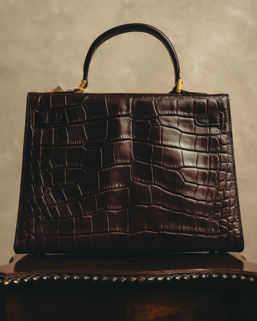 -SPECIAL- "CRISTIAN FLORENCE" 90's-00's Classic crocodile embossed leather structured top handle bag