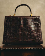 -SPECIAL- "CRISTIAN FLORENCE" 90's-00's Classic crocodile embossed leather structured top handle bag