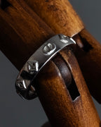 "Christian Dior" CD logo engraved diamond motif silver ring