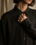 "Saint Laurent Paris" Jacquard pattern silk black shirt