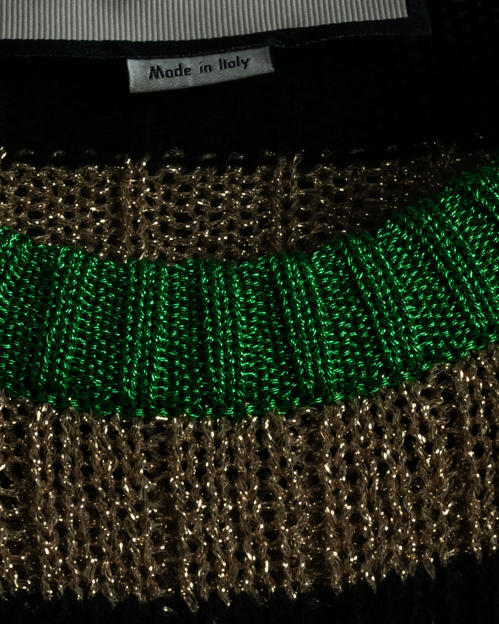 "GUCCI" 17-18aw striped lurex emblem knit sweater