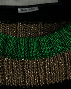 "GUCCI" 17-18aw striped lurex emblem knit sweater