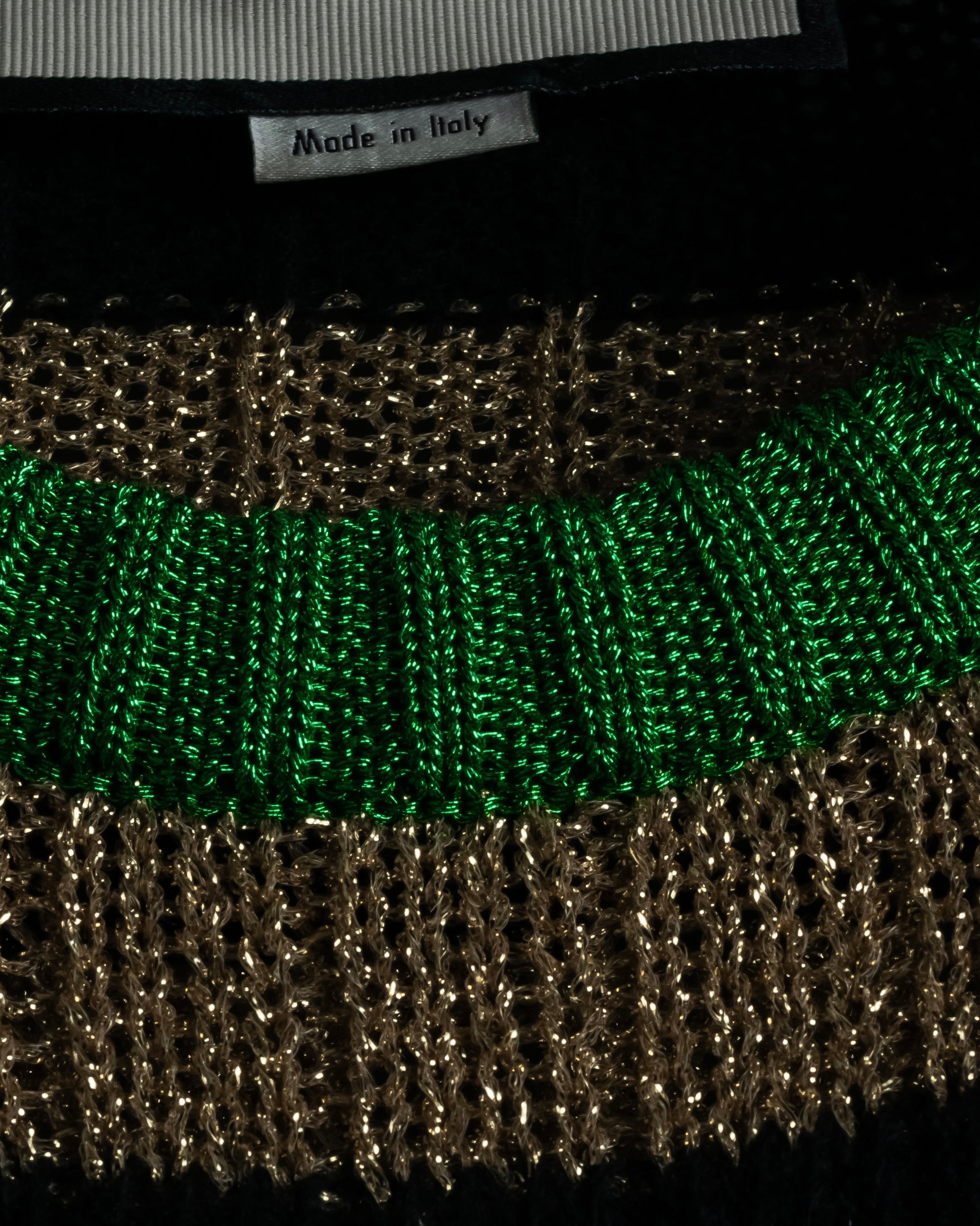 "GUCCI" 17-18aw striped lurex emblem knit sweater