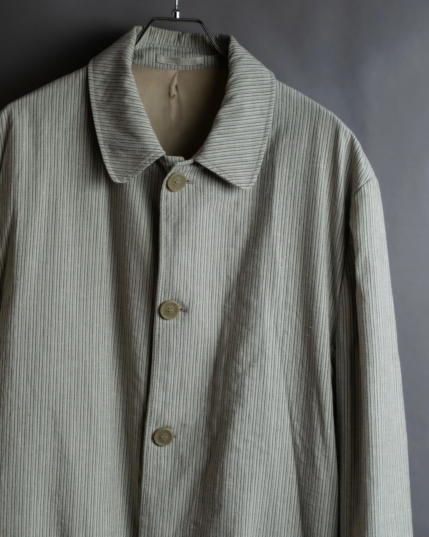 "Vintage ribbed stripe stand collar jacket"