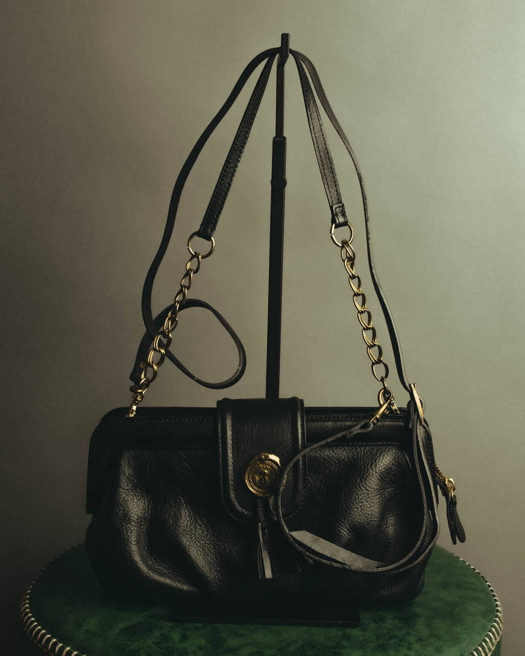 “SAN HIDEAKI MIHARA” 2000’s-2010’s black leather chain shoulder bag