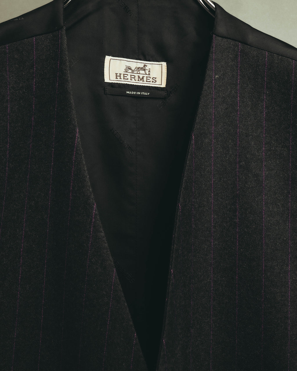 -SPECIAL- “HERMES” 2007-2009 Super 100s pinstripe tailored long gilet