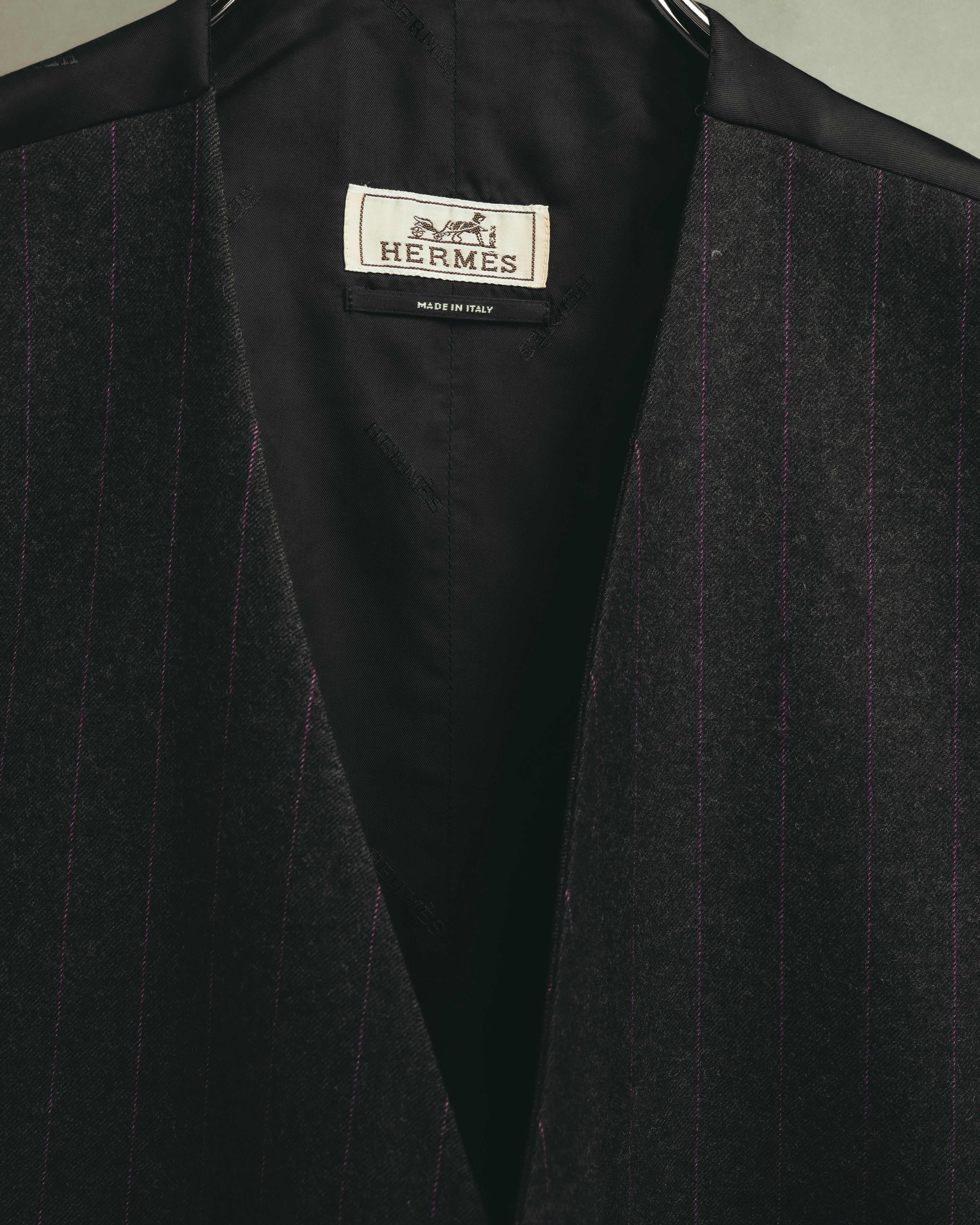-SPECIAL- “HERMES” 2007-2009 Super 100s pinstripe tailored long gilet
