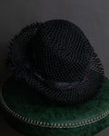 "Christian Dior" Raffia ribbon design paper fiber hat