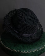 "Christian Dior" Raffia ribbon design paper fiber hat