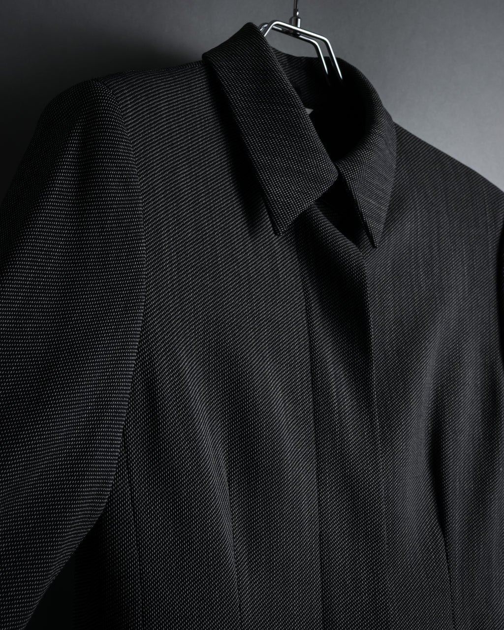 "Max Mara" 90’s-00’s Minimal fly-front stretch sten collar jacket