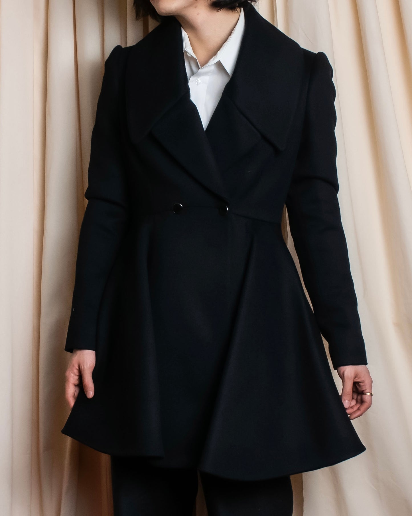 "Alexandar McQueen" Sarah Burton period large lapel double-breasted oversized mid length coat