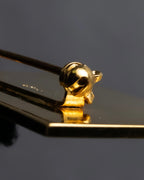 "CHANEL" Logo engraved gold plate brooch