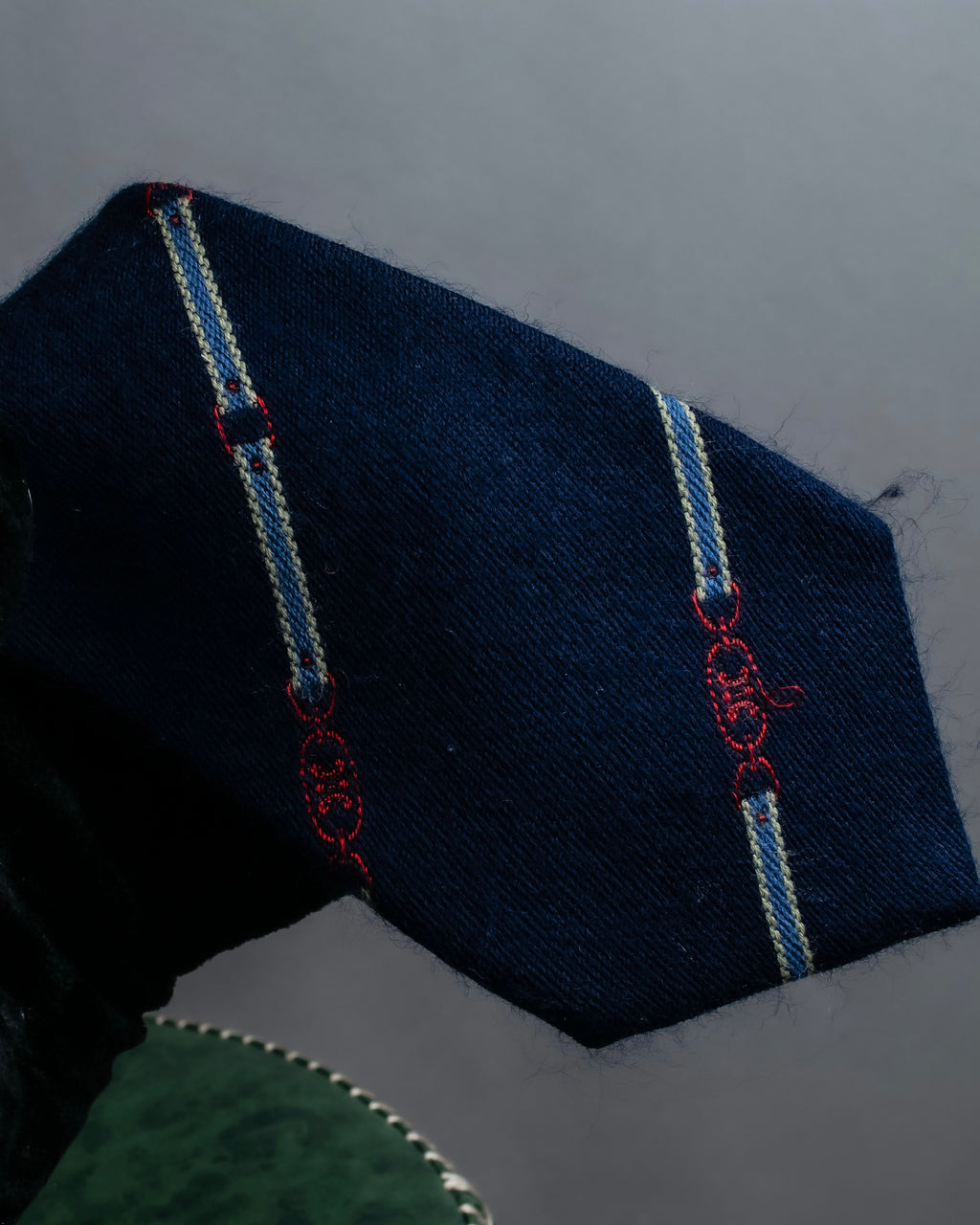 "CELINE" Chain stripe pattern silk necktie