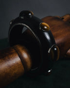 "Bottega Veneta" 2006-2012 ebony and sterling silver tiger eye bangle