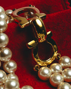 "Salvatore Ferragamo" 80's-90's Gancini three-strand pearl-style necklace