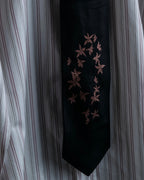 "JEAN PAUL GAULTIER" Leaf motif embroidered silk neck tie