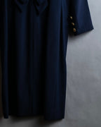 "BALENCIAGA" Gold button design navy color dress