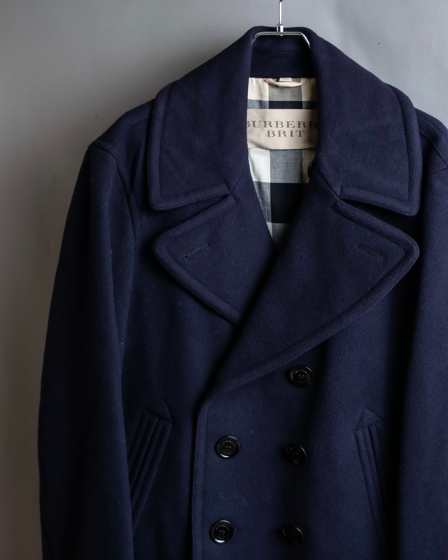 "BURBERRY BRIT" Double breasted wool melton pea coat