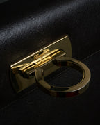 "Salvatore Ferragamo" Structured Gancini 2way dark brown leather bag