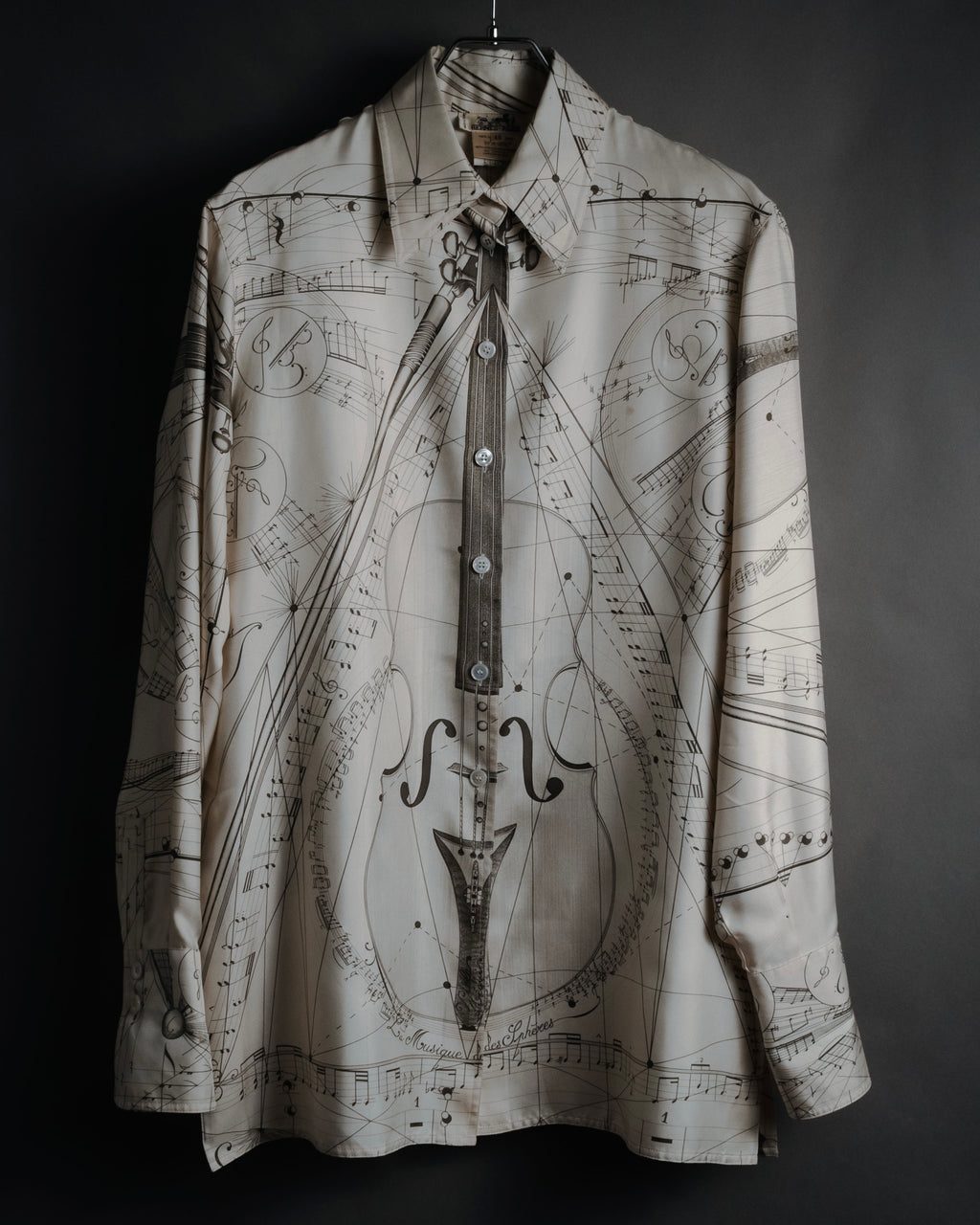 –SPECIAL– "HERMES" 90’s La musique des sphères silk twill printed shirt