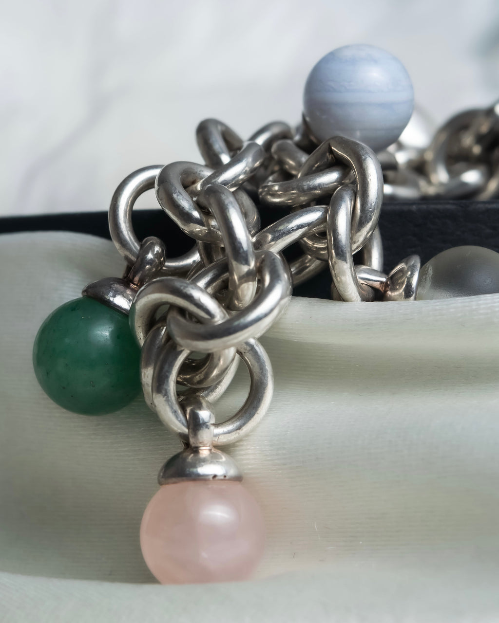 "Tiffany&Co" Multi-coloured stone motif silver bracelet