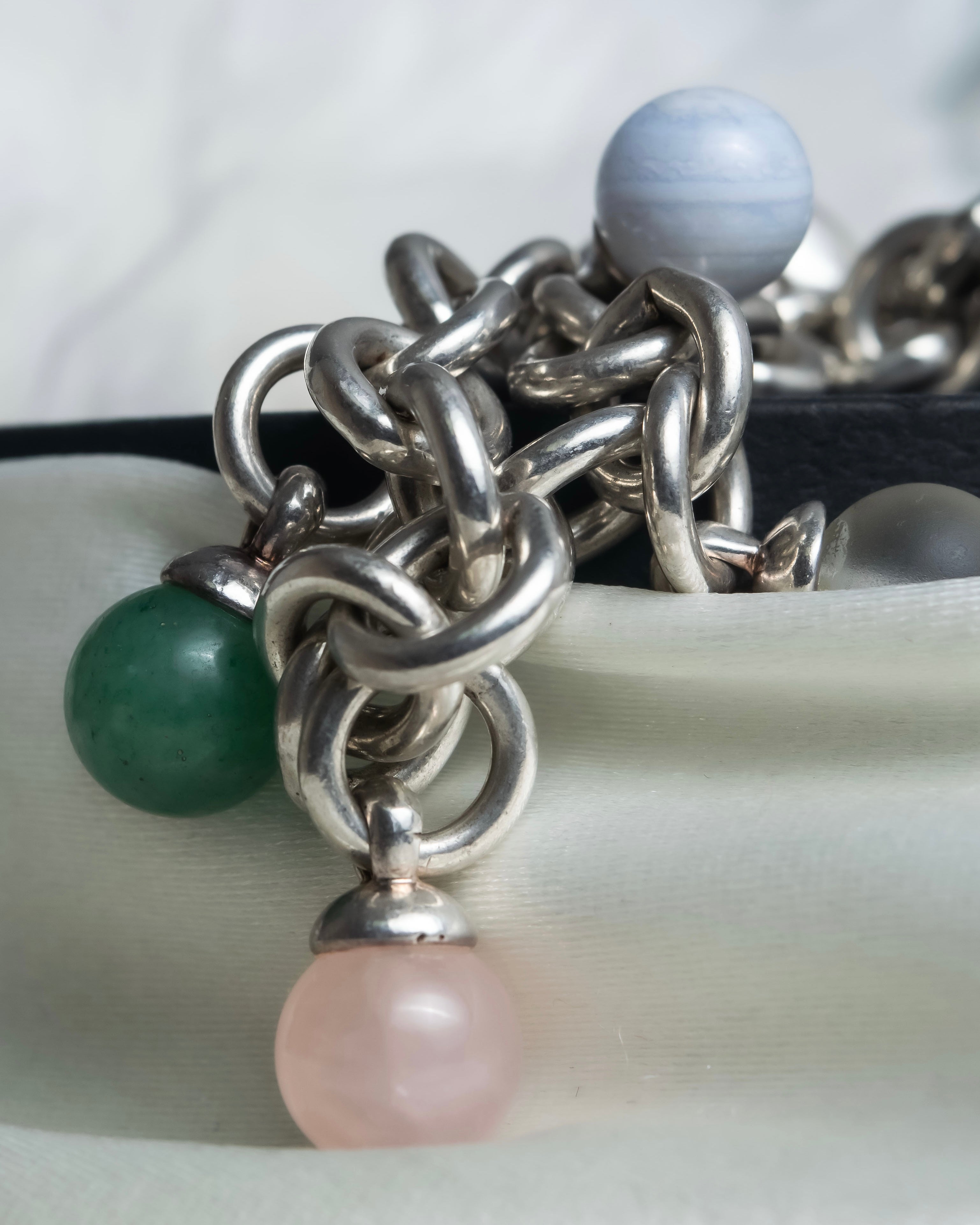 "Tiffany&Co" Multi-coloured stone motif silver bracelet