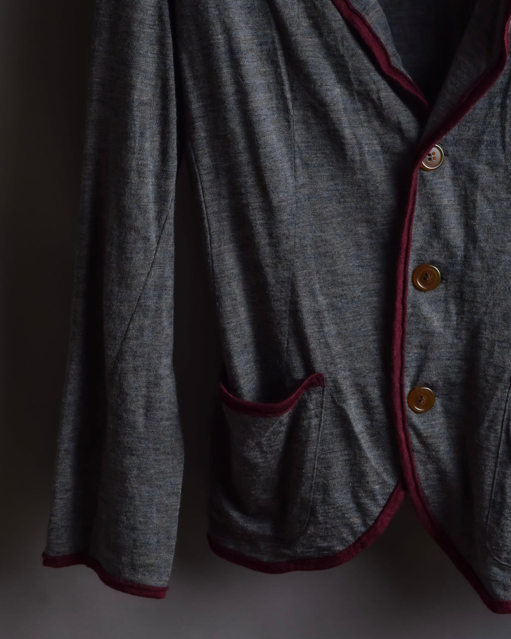 "Vivienne Westwood MAN" Bordeaux piping design draped tailored jacket