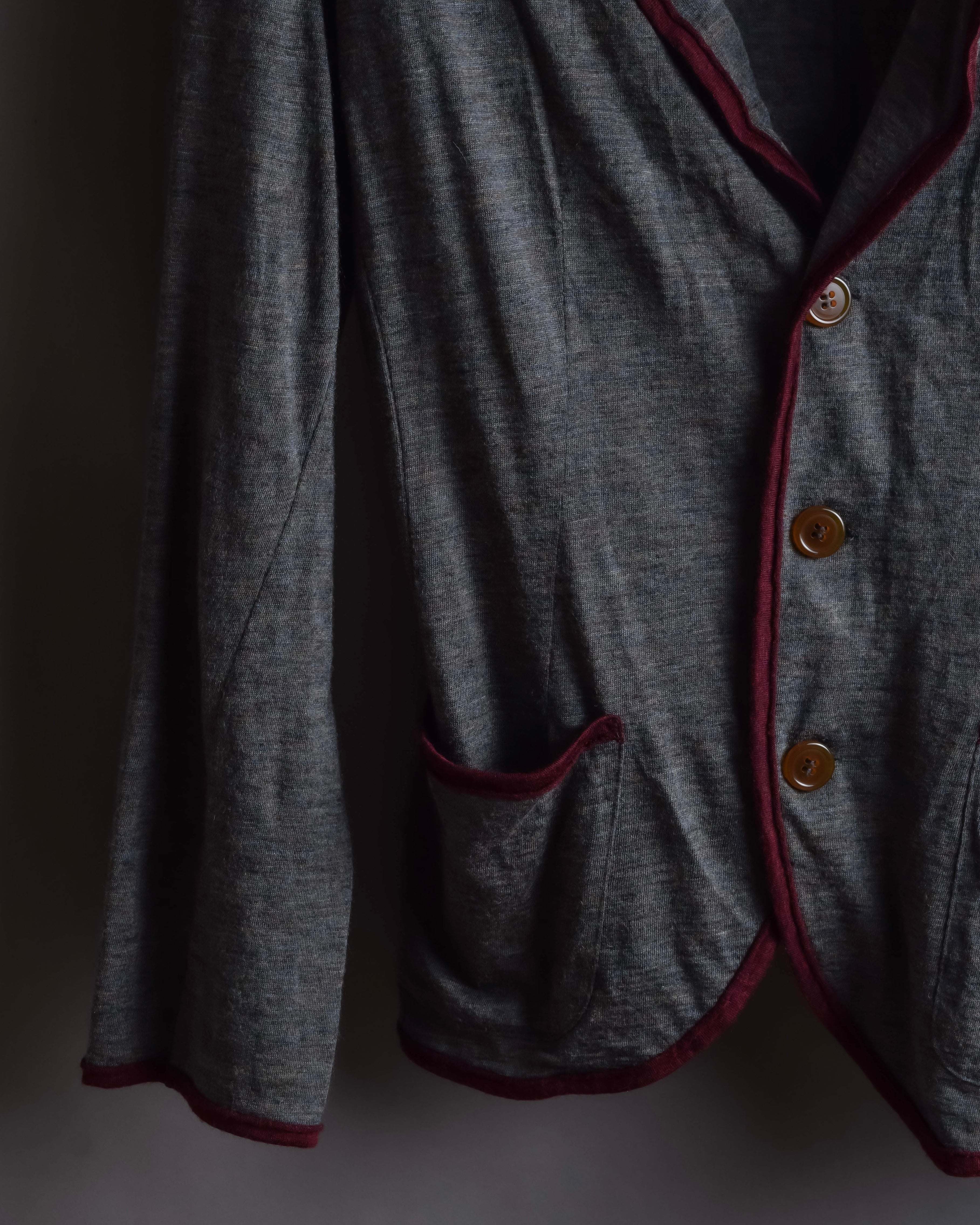 "Vivienne Westwood MAN" Bordeaux piping design draped tailored jacket