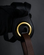 "BURBERRY" Gold circle metal design waist mark leather belt