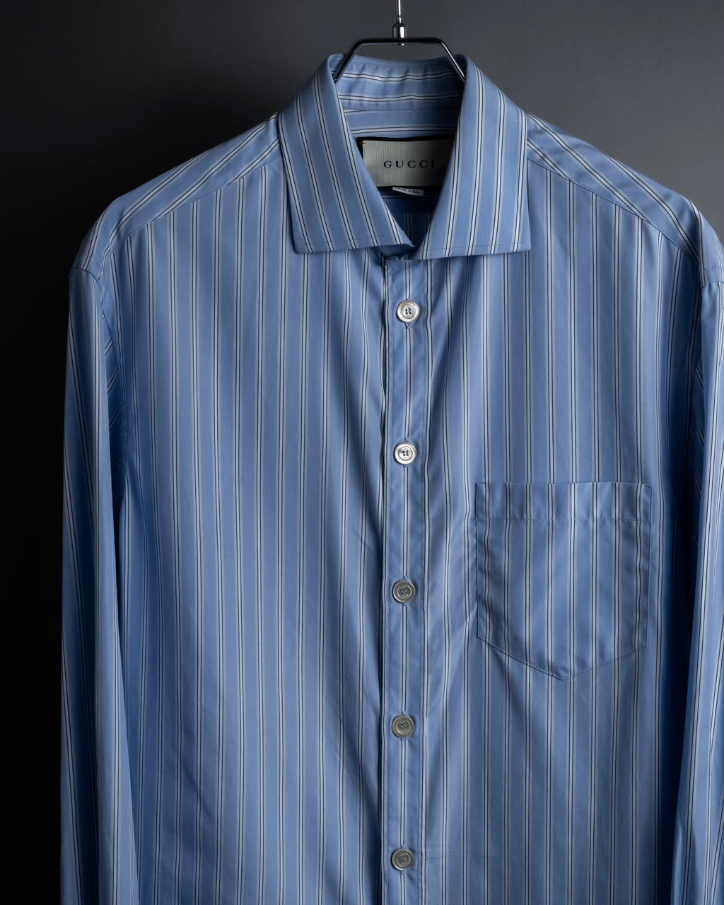 "GUCCI" Michele period brand code embroidered striped shirt