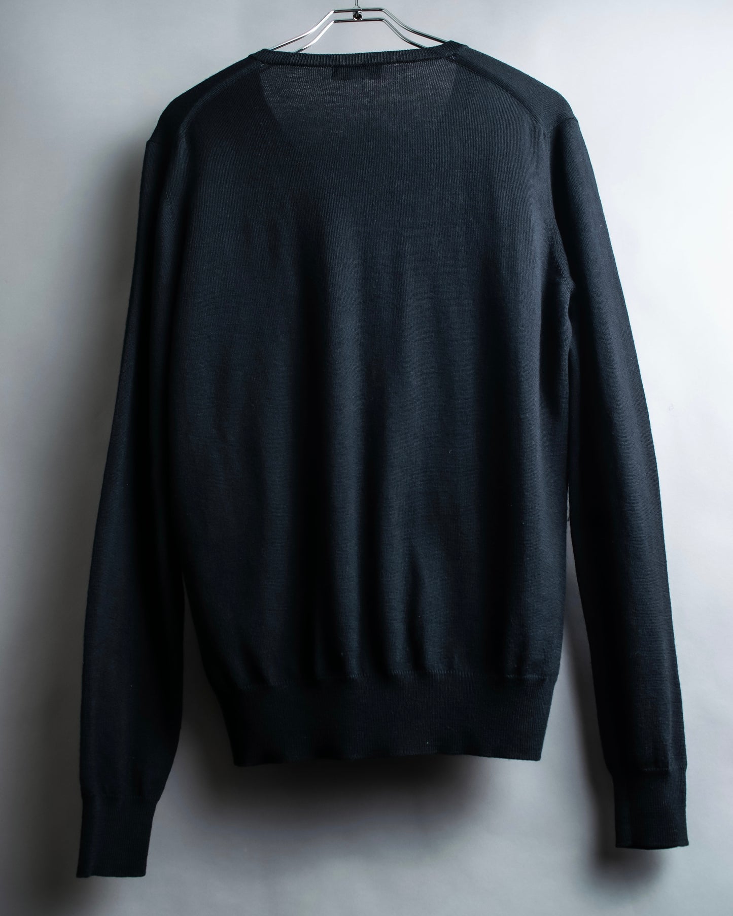 "PRADA" V-neck relaxed wool high gauge knit pullover