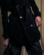 "Saint Laurent" 19AW gold studs design suede long coat