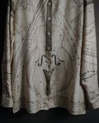 –SPECIAL– "HERMES" 90’s La musique des sphères silk twill printed shirt