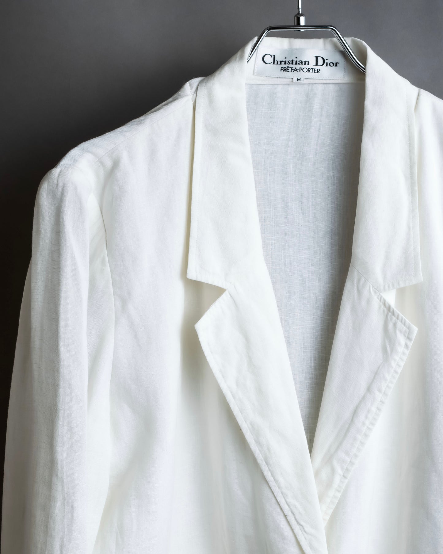 "Christian Dior" 1 button pure white short length tailored jacket