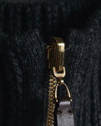 "GUCCI" 2010-11AW ribbed zip-front fringe knit vest