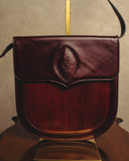"Yves Saint Laurent" 80's-90's Burgundy embossed leather shoulder bag