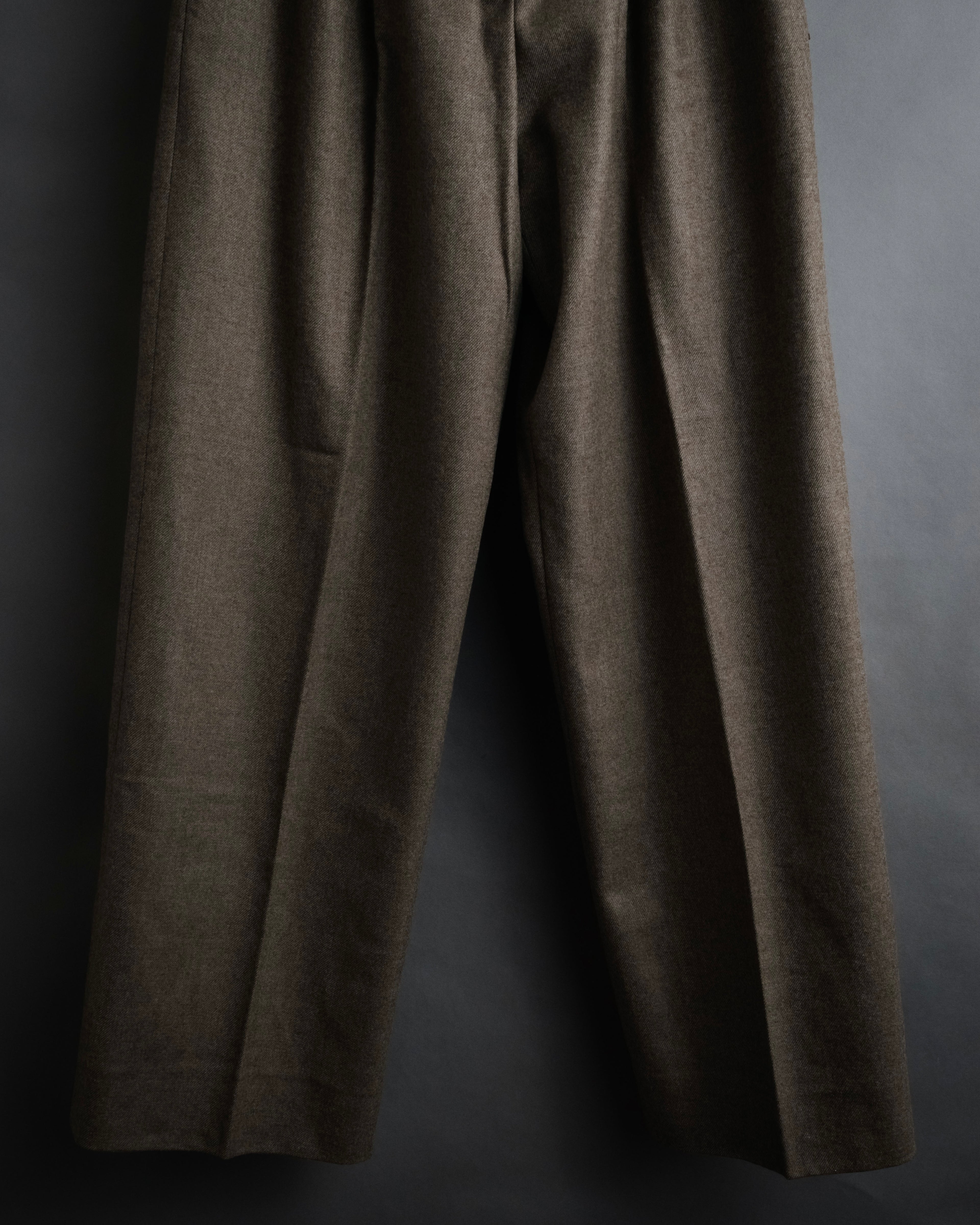 “HERMES” 2000’s Double pleated wide wool trousers