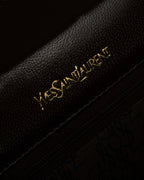 "YVES SAINT LAURENT" Flap design lizard embossed leather hand bag
