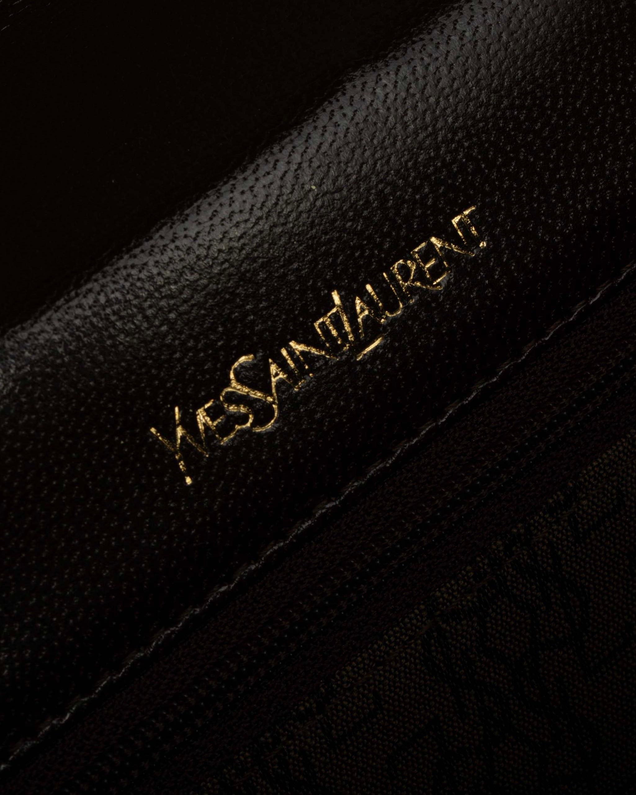 "YVES SAINT LAURENT" Flap design lizard embossed leather hand bag