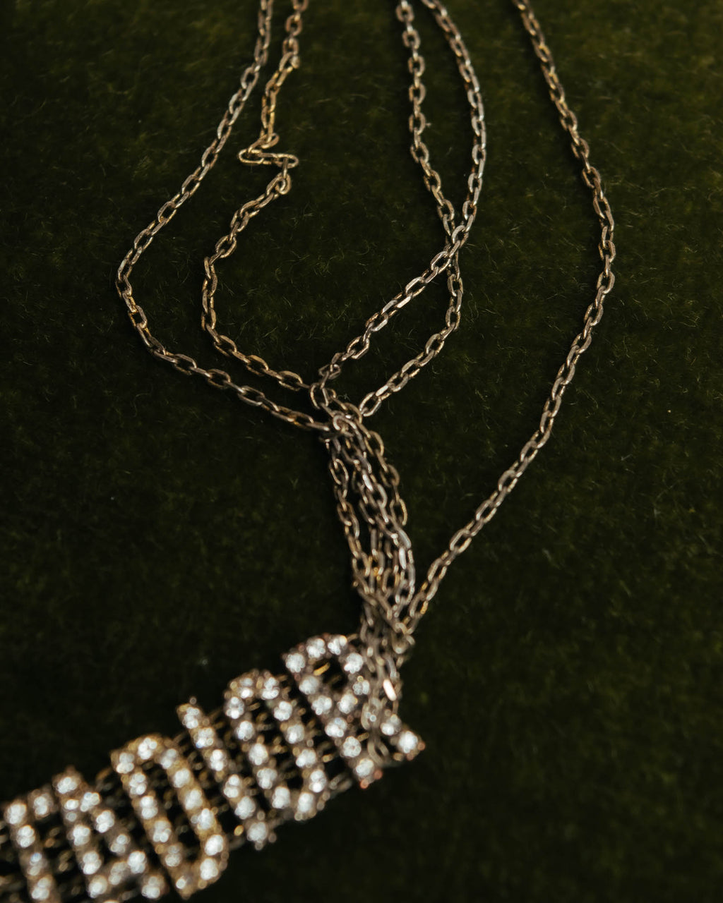 "Christian Dior" Rhinestone logo choker necklace