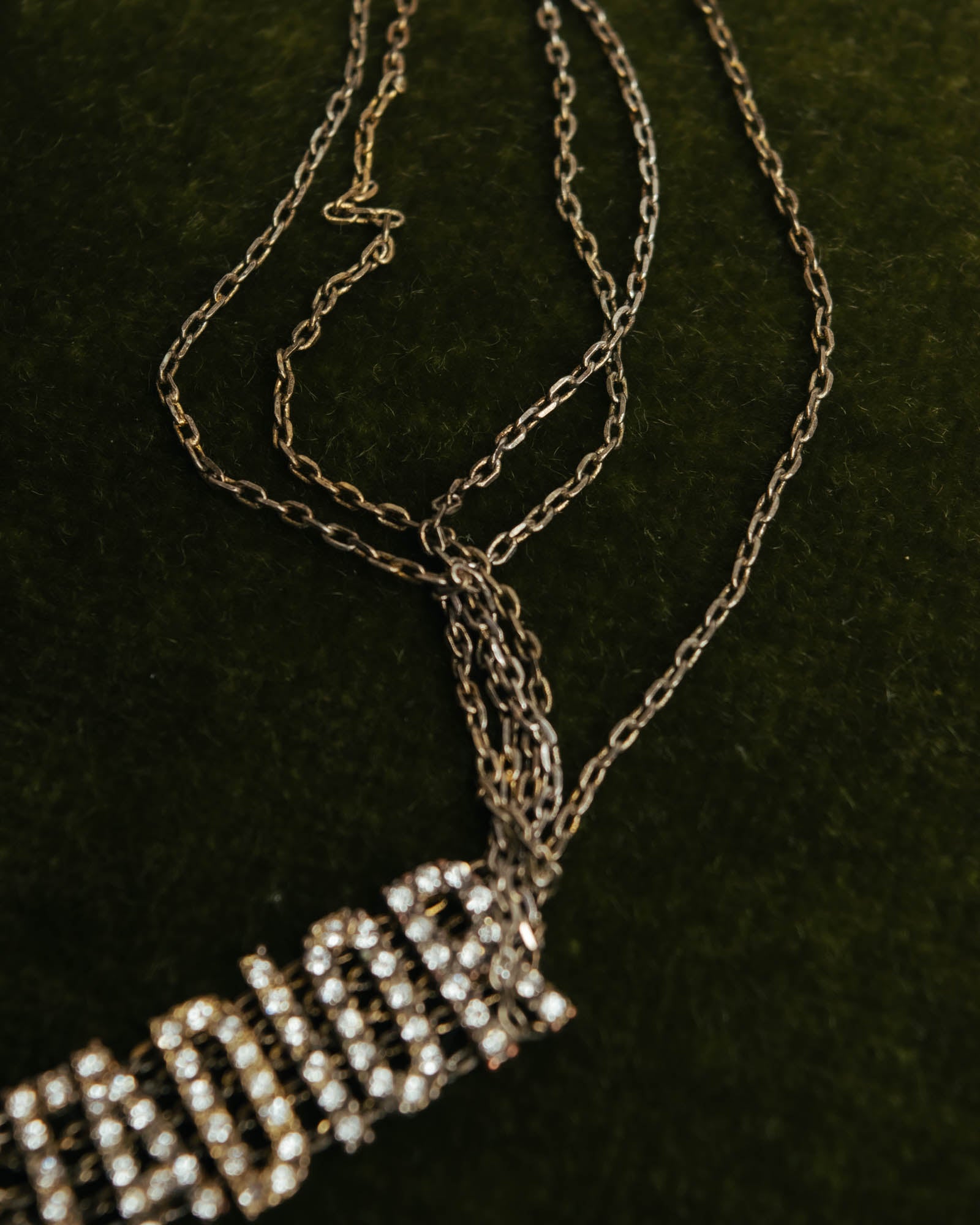 "Christian Dior" Rhinestone logo choker necklace